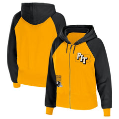 Pittsburgh Steelers WEAR by Erin Andrews Women's Colorblock Lightweight Full-Zip Hoodie Gold