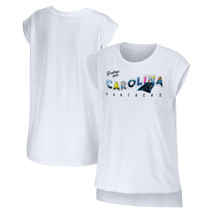 Carolina Panthers WEAR by Erin Andrews Women's Greetings From Muscle T-Shirt White