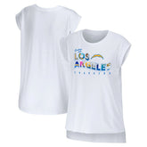 Los Angeles Chargers WEAR by Erin Andrews Women's Greetings From Muscle T-Shirt White