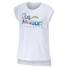 Los Angeles Chargers WEAR by Erin Andrews Women's Greetings From Muscle T-Shirt White