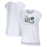 Las Vegas Raiders WEAR by Erin Andrews Women's Greetings From Muscle T-Shirt White