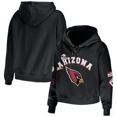 Arizona Cardinals WEAR by Erin Andrews Women's Modest Cropped Pullover Hoodie Black