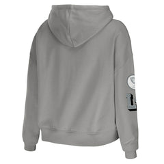Las Vegas Raiders WEAR by Erin Andrews Women's Plus Size Modest Cropped Pullover Hoodie Gray