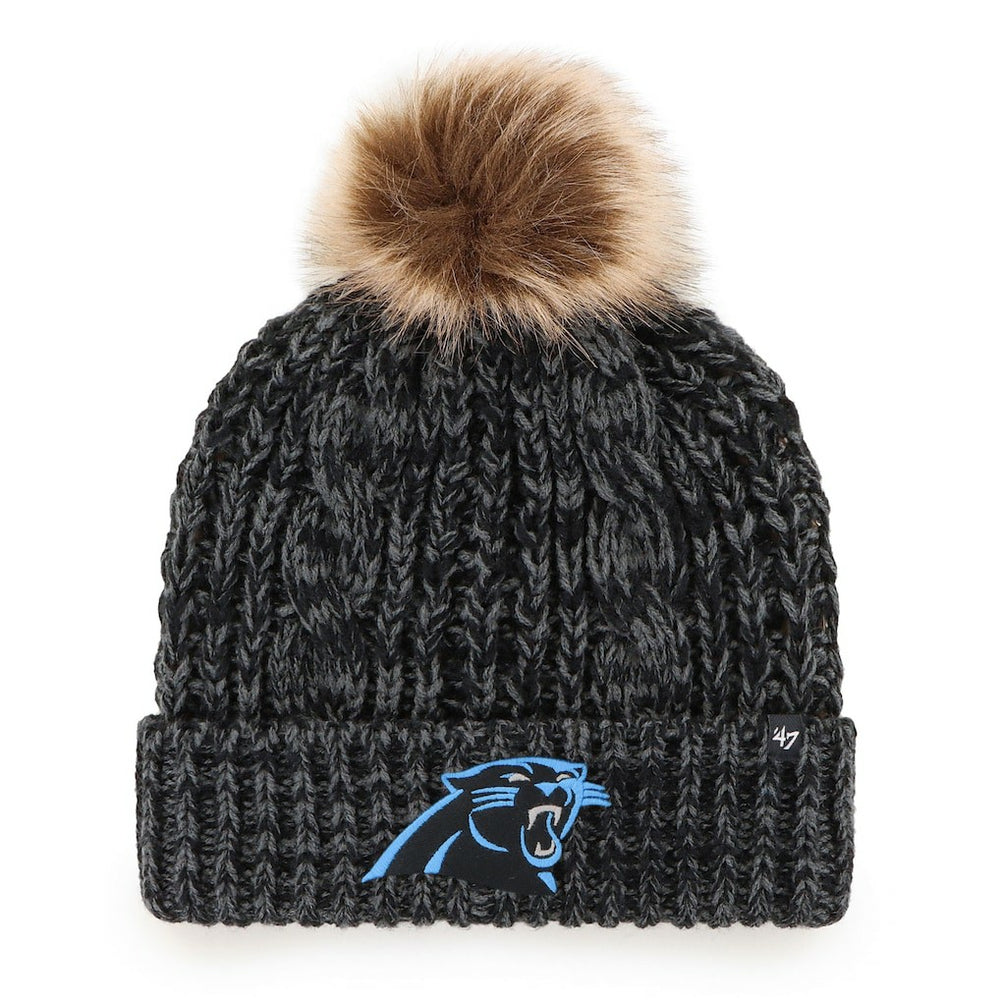 Carolina Panthers '47 Women's Meeko Cuffed Knit Hat with Pom Black