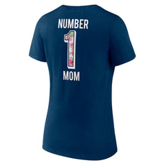 Chicago Bears Women's Plus Size Mother's Day #1 Mom V-Neck T-Shirt Navy