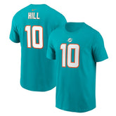 Tyreek Hill Miami Dolphins Player Name & Number T-Shirt Aqua