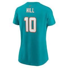 Tyreek Hill Miami Dolphins Women's Player Name & Number T-Shirt Aqua