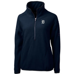 Detroit Tigers Cutter & Buck Women's Cascade Eco Sherpa Fleece Quarter-Zip Pullover Jacket - Navy Jackets