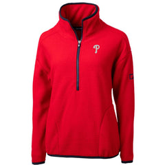 Philadelphia Phillies Cutter & Buck Women's Cascade Eco Sherpa Fleece Quarter-Zip Pullover Jacket - Red Jackets