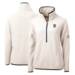Detroit Tigers Cutter & Buck Women's Cascade Eco Sherpa Fleece Quarter-Zip Pullover Jacket - White/Navy Jackets