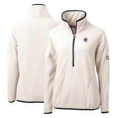 Chicago Cubs Cutter & Buck Women's Cascade Eco Sherpa Fleece Quarter-Zip Pullover Jacket - White/Navy Jackets