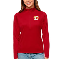 NHL Calgary Flames Antigua Women's Tribute Quarter-Zip Pullover Top - Red