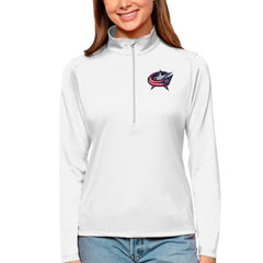 NHL Columbus Blue Jackets Antigua Women's Tribute Quarter-Zip Pullover Top - White