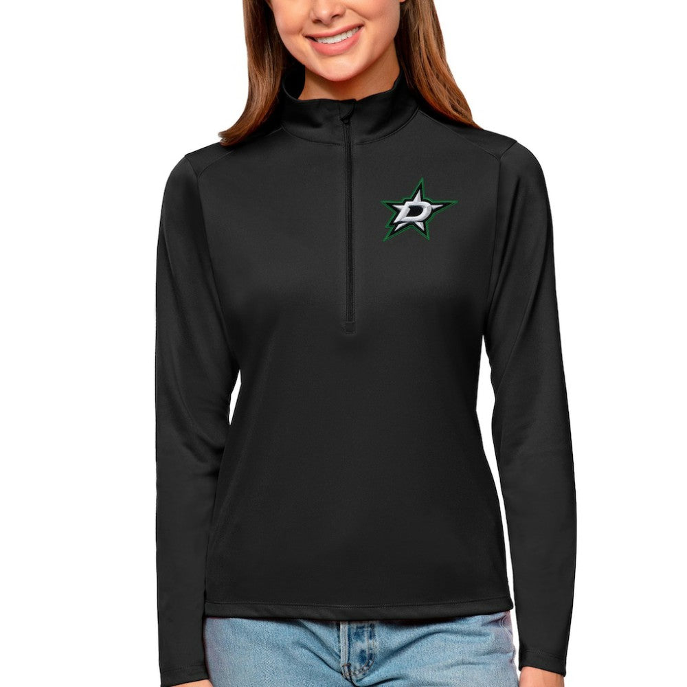 NHL Dallas Stars Antigua Women's Tribute Quarter-Zip Pullover Top - Black