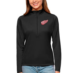 NHL Detroit Red Wings Antigua Women's Tribute Quarter-Zip Pullover Top - Black