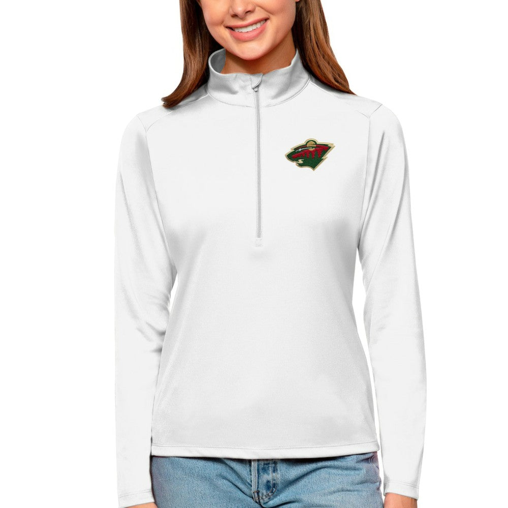 NHL Minnesota Wild Antigua Women's Tribute Quarter-Zip Pullover Top - White