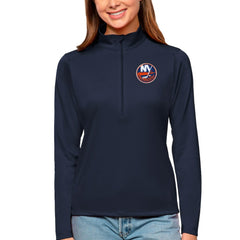 NHL New York Islanders Antigua Women's Tribute Quarter-Zip Pullover Top - Navy