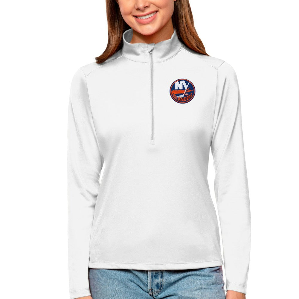 NHL New York Islanders Antigua Women's Tribute Quarter-Zip Pullover Top - White
