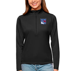 NHL New York Rangers Antigua Women's Tribute Quarter-Zip Pullover Top - Black