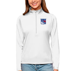 NHL New York Rangers Antigua Women's Tribute Quarter-Zip Pullover Top - White