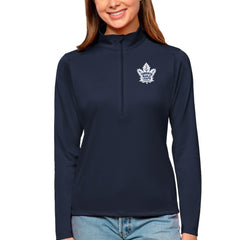 NHL Toronto Maple Leafs Antigua Women's Tribute Quarter-Zip Pullover Top - Navy