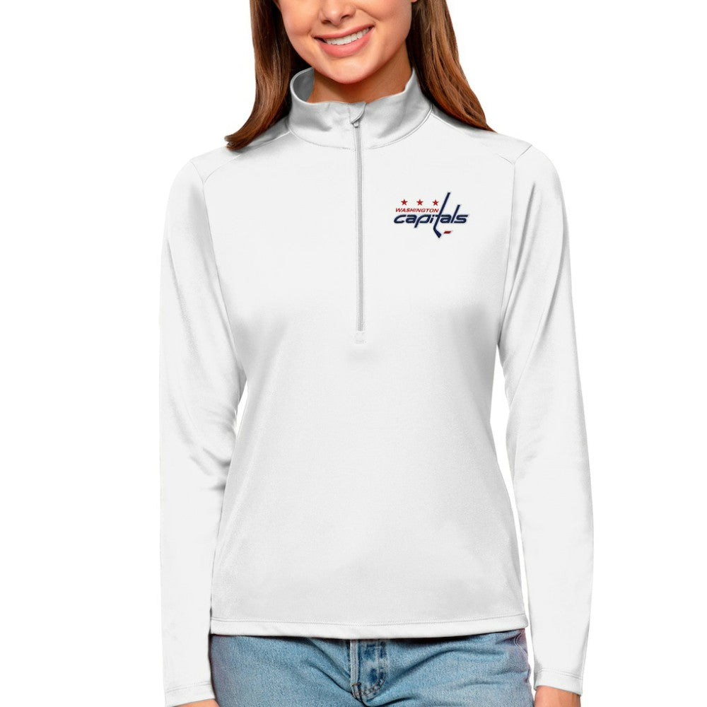 NHL Washington Capitals Antigua Women's Tribute Quarter-Zip Pullover Top - White
