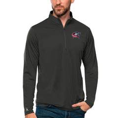 NHL Columbus Blue Jackets Antigua Tribute Quarter-Zip Pullover Top - Charcoal
