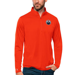 NHL Edmonton Oilers Antigua Tribute Quarter-Zip Pullover Top - Orange