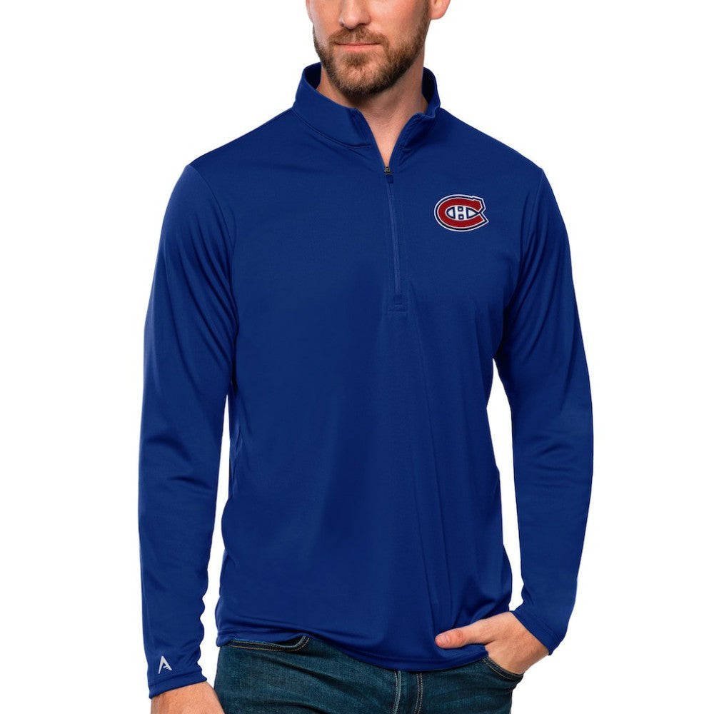 NHL Montreal Canadiens Antigua Tribute Quarter-Zip Pullover Top - Blue