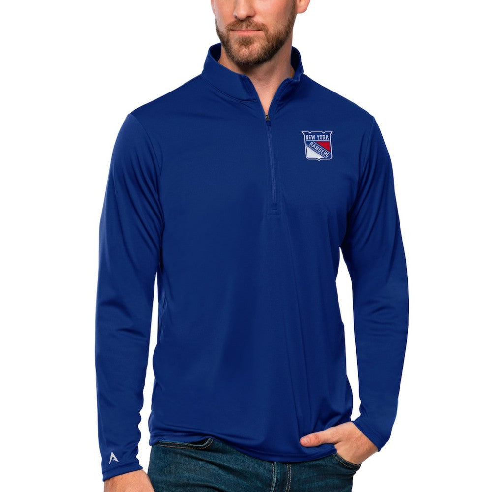 NHL New York Rangers Antigua Tribute Quarter-Zip Pullover Top - Blue