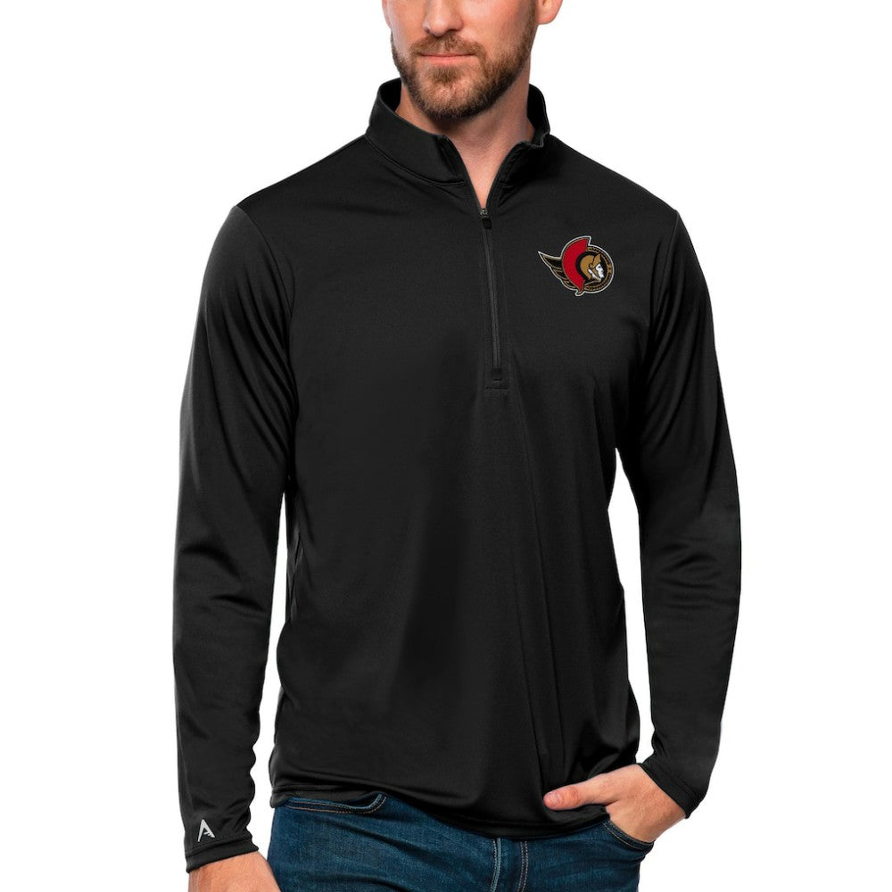 NHL Ottawa Senators Antigua Tribute Quarter-Zip Pullover Top - Black