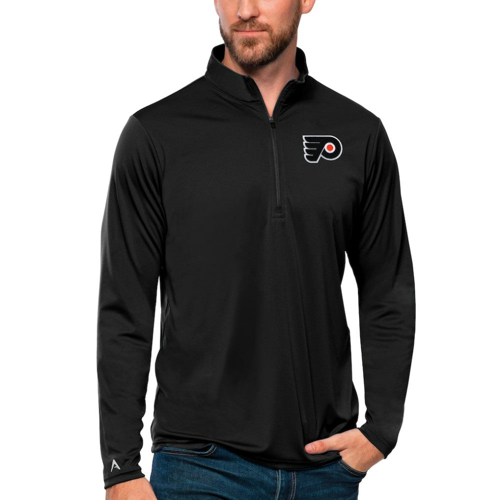 NHL Philadelphia Flyers Antigua Tribute Quarter-Zip Pullover Top - Black