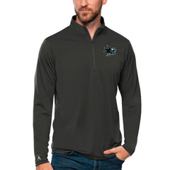 NHL San Jose Sharks Antigua Tribute Quarter-Zip Pullover Top - Charcoal