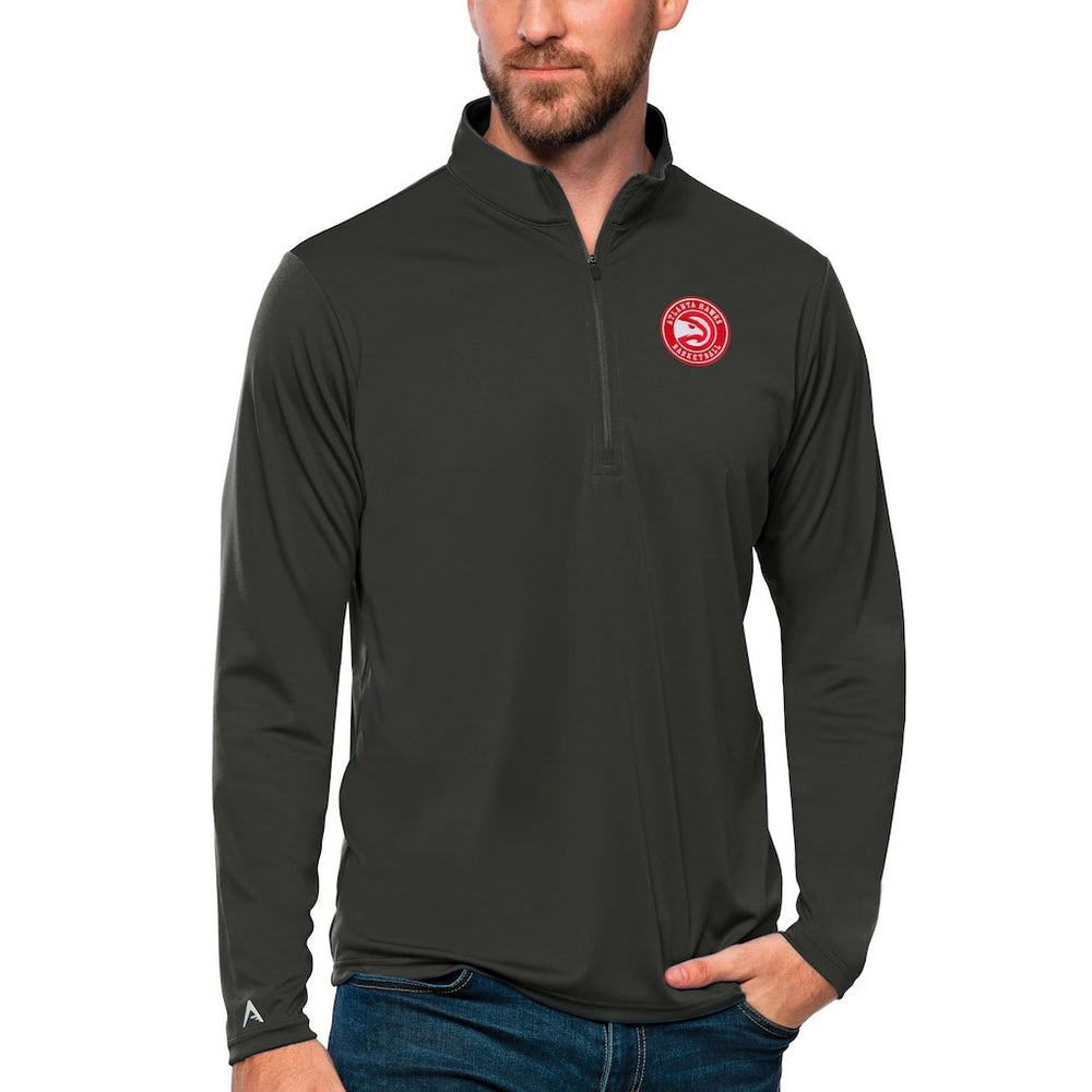 Atlanta Hawks Antigua Tribute Quarter-Zip Pullover Top Charcoal