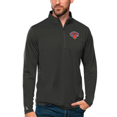 New York Knicks Antigua Tribute Quarter-Zip Pullover Top Charcoal