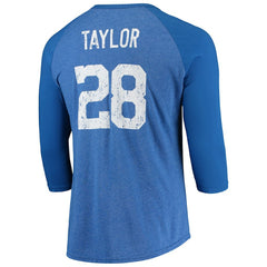 Jonathan Taylor Indianapolis Colts Majestic Threads Name & Number Team Colorway Tri-Blend 3/4 Raglan Sleeve Player T-Shirt Royal