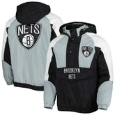 Brooklyn Nets Starter Body Check Raglan Hoodie Half-Zip Jacket Black