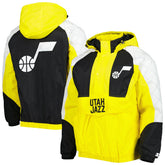 Utah Jazz Starter Body Check Raglan Hoodie Half-Zip Jacket Gold