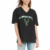 Milwaukee Bucks Tommy Jeans Women's Ashley V-Neck T-Shirt Black