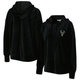 Milwaukee Bucks Touch Women's End Line Velour Pullover Hoodie Black