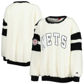 Brooklyn Nets Tommy Jeans Women's Mindy Sherpa Pullover Sweatshirt Oatmeal/Black