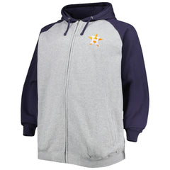 Houston Astros Big & Tall Raglan Full-Zip Hoodie - Heathered Gray/Navy Hoodies