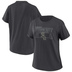 Chicago White Sox WEAR by Erin Andrews Women's Oversized Boyfriend T-Shirt - Charcoal T-shirts