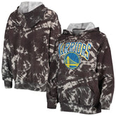 Golden State Warriors Majestic Threads Women's Burble Tie-Dye Tri-Blend Pullover Hoodie Black
