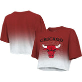 Chicago Bulls Majestic Threads Women's Repeat Dip-Dye Cropped T-Shirt Red/White