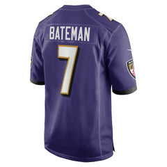 NFL Rashod Bateman Baltimore Ravens Game Player Jersey - Purple