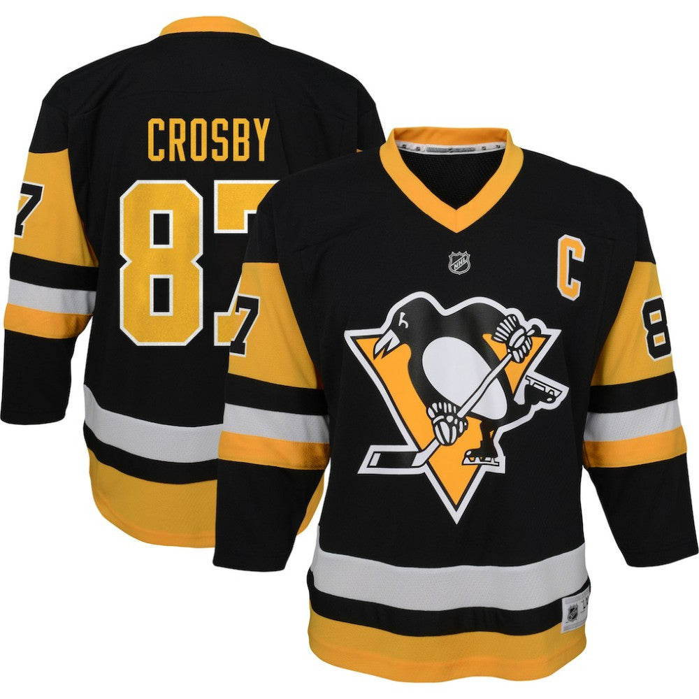NHL Sidney Crosby Pittsburgh Penguins Youth Captain Patch Home Replica Player Jersey - Black