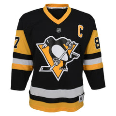 NHL Sidney Crosby Pittsburgh Penguins Youth Captain Patch Home Replica Player Jersey - Black