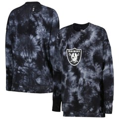 Las Vegas Raiders MSX by Michael Strahan Women's Bailey Tie-Dye Pullover Sweatshirt Black