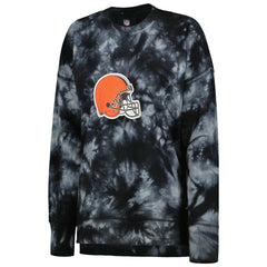 Cleveland Browns MSX by Michael Strahan Women's Bailey Tie-Dye Tri-Blend Pullover Sweatshirt Black